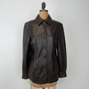 St John Jacket Women Medium Leather Lamb Work Coat Sport Marie Gray Hype Core